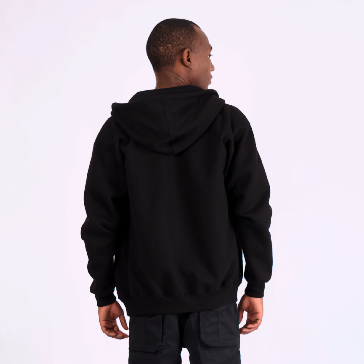 BLACK ZIP UP HODDIE