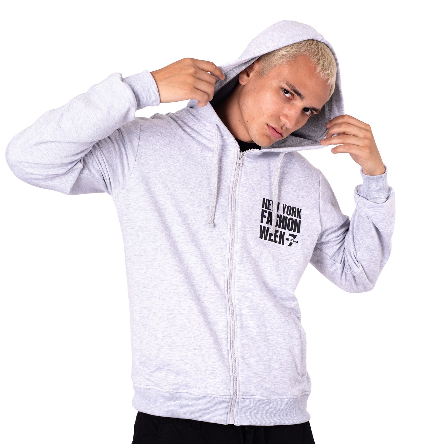 NYFW MELANGE ZIP UP HODDIE