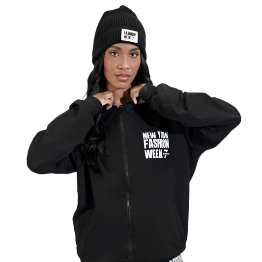 NYFW BLACK ZIP UP HODDIE