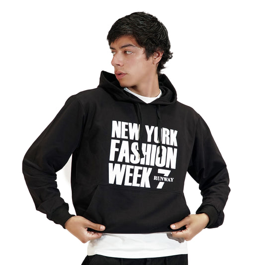 NYFW BLACK PULL OVER HOODIE