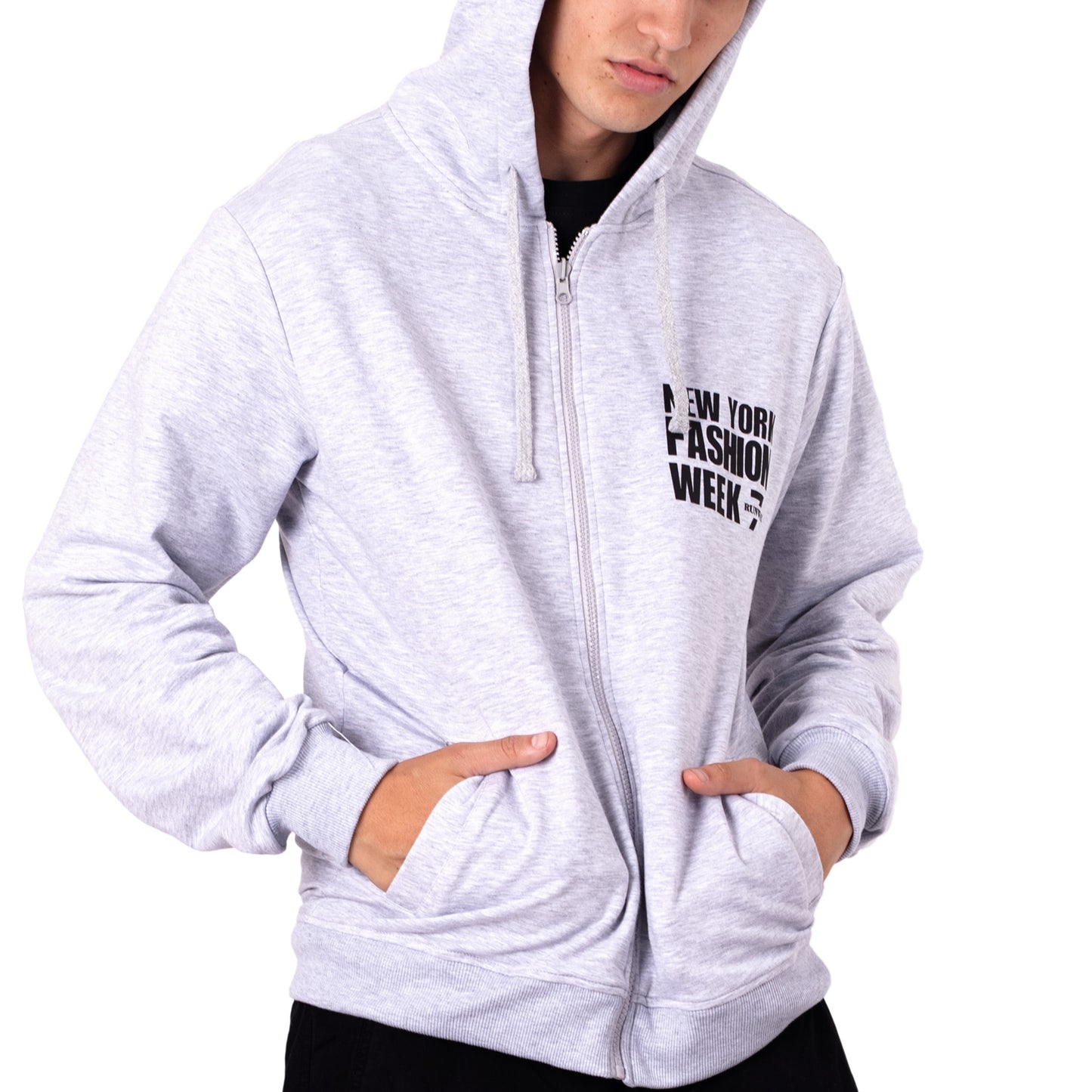 NYFW MELANGE ZIP UP HODDIE