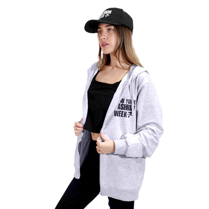 NYFW MELANGE ZIP UP HODDIE