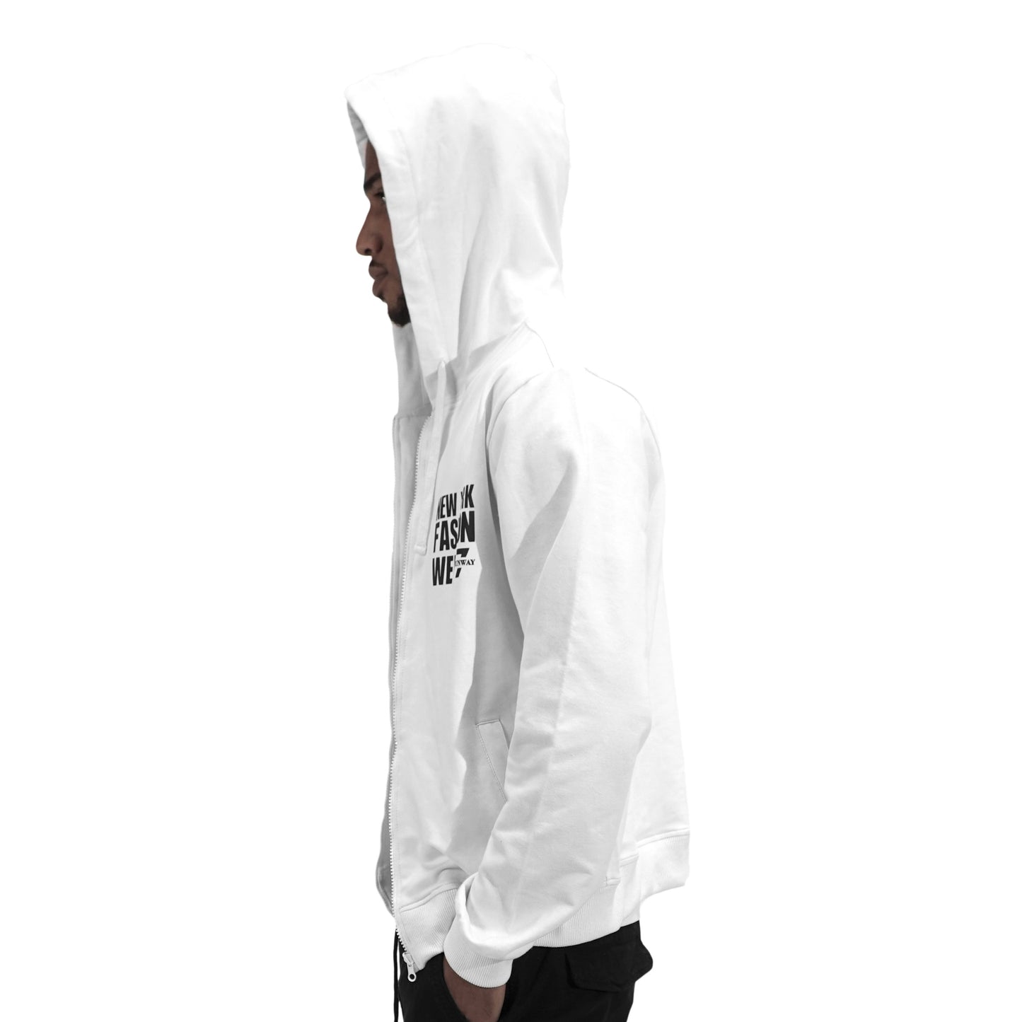 NYFW WHITE ZIP UP HODDIE