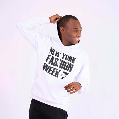 NYFW WHITE PULL OVER HOODIE