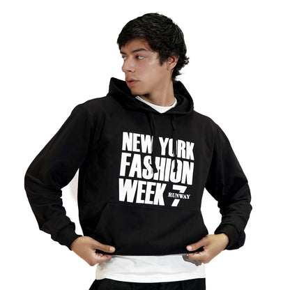 NYFW BLACK PULL OVER HOODIE